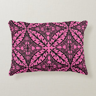 Moroccan tiles - fuchsia pink and black decorative cushion
