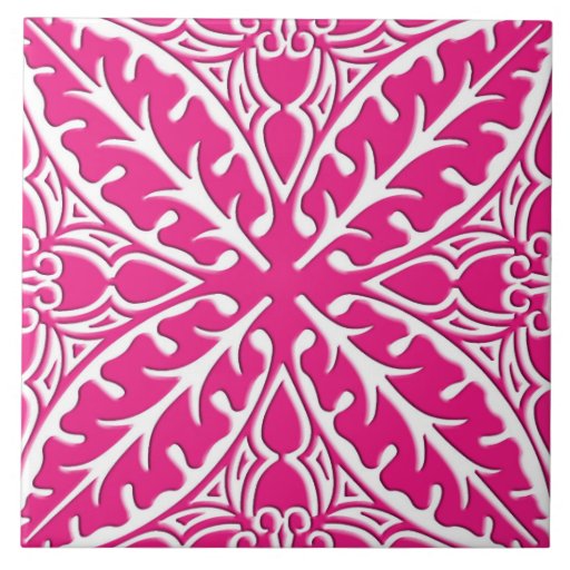 Image of Moroccan tiles - fuchsia pink and white