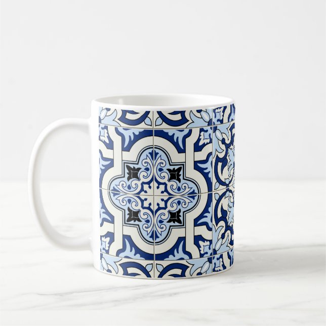 Moroccan Tiles: Gorgeous Blue Patterns. Coffee Mug (Left)
