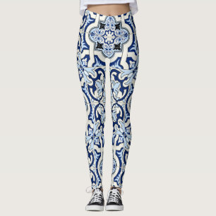 Moroccan Tiles: Gorgeous Blue Patterns. Leggings