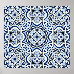 Moroccan Tiles: Gorgeous Blue Patterns. Poster