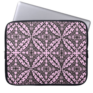 Moroccan tiles - ice pink and black laptop sleeve