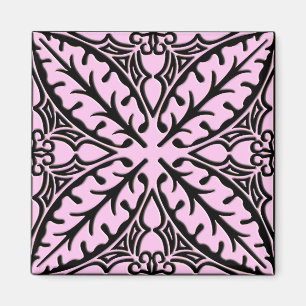 Moroccan tiles - ice pink and black magnet