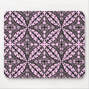 Moroccan tiles - ice pink and black mouse mat