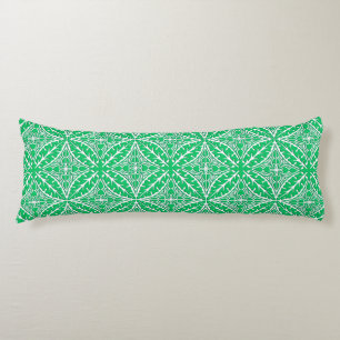 Moroccan tiles - jade green and white body cushion
