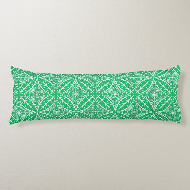 Moroccan tiles - jade green and white body cushion (Front)