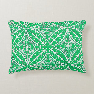 Moroccan tiles - jade green and white decorative cushion