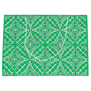 Moroccan tiles - jade green and white large gift bag
