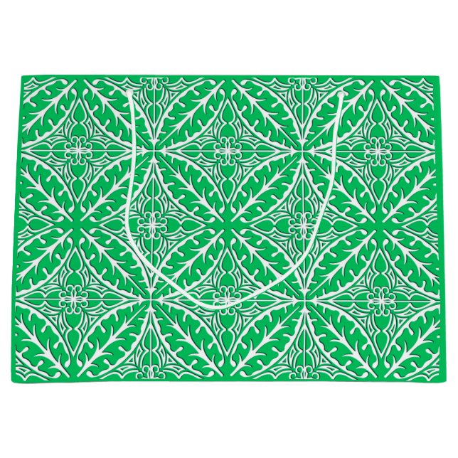 Moroccan tiles - jade green and white large gift bag (Front)