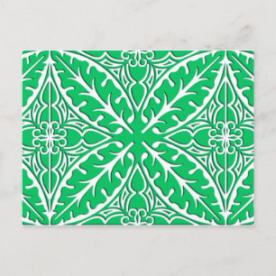 Moroccan tiles - jade green and white postcard