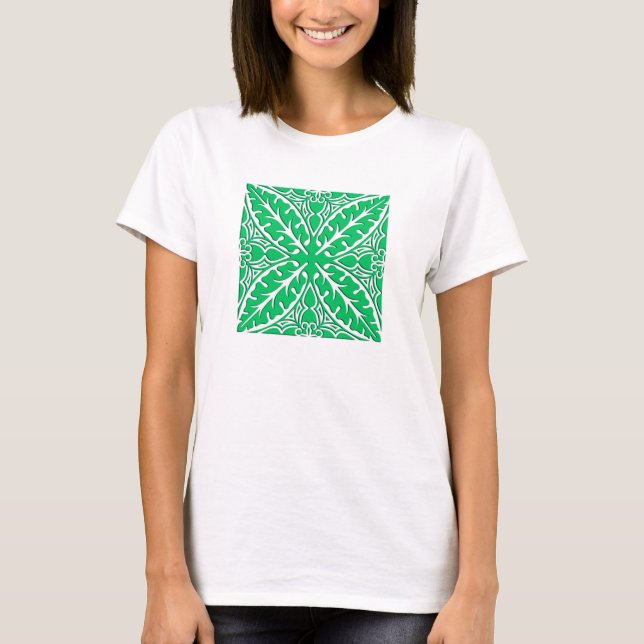 Moroccan tiles - jade green and white T-Shirt (Front)