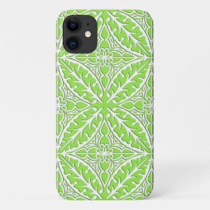 Moroccan tiles - lime green and white iPhone 11 case