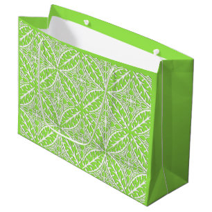 Moroccan tiles - lime green and white large gift bag