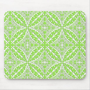 Moroccan tiles - lime green and white mouse mat