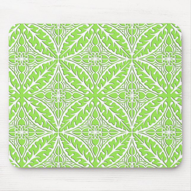 Moroccan tiles - lime green and white mouse mat (Front)