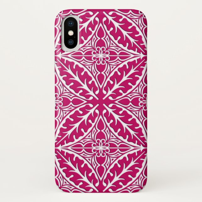 Moroccan tiles - magenta and white Case-Mate iPhone case (Back)