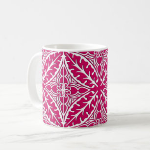Moroccan tiles - magenta and white coffee mug