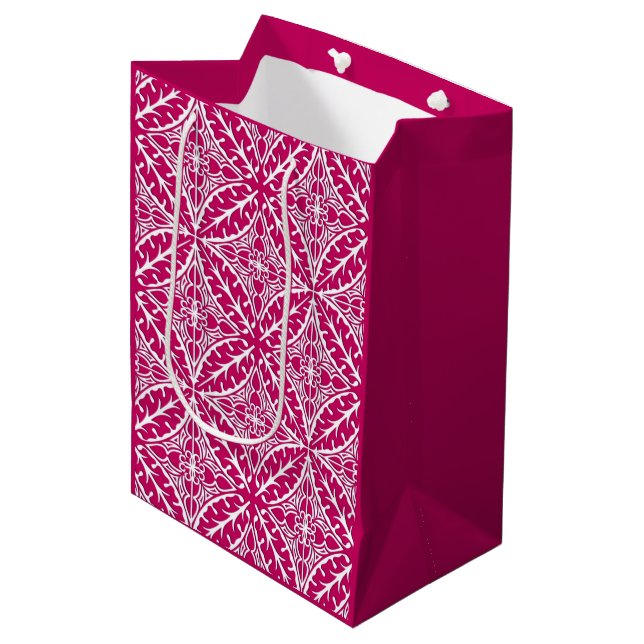 Moroccan tiles - magenta and white medium gift bag (Front Angled)