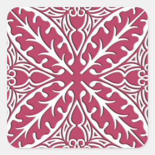 Moroccan tiles - magenta and white square sticker