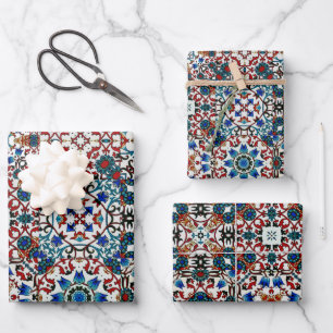 Moroccan tiles,mosaic,colorful art wrapping paper sheet