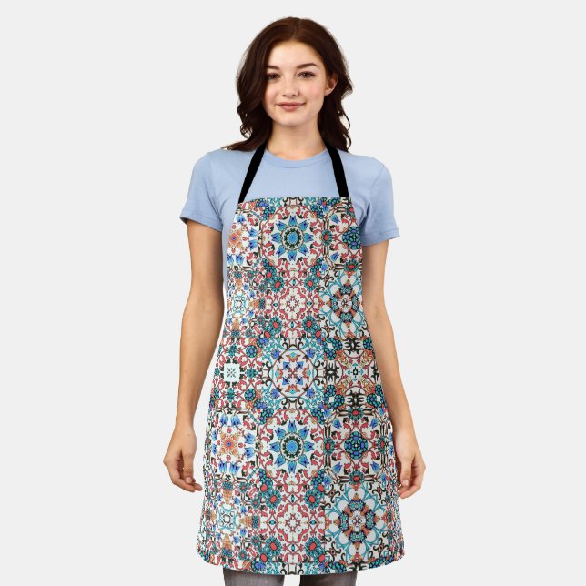 Moroccan tiles,mosaic,colourful art apron (Worn)