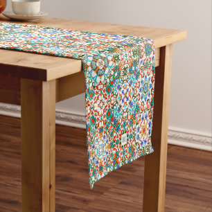 Moroccan tiles,mosaic,colourful art short table runner