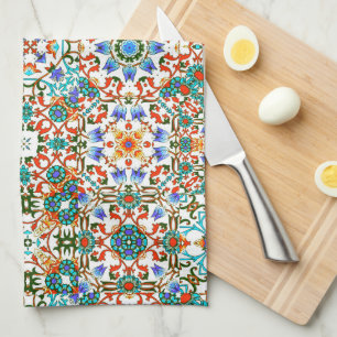 Moroccan tiles,mosaic,colourful art tea towel
