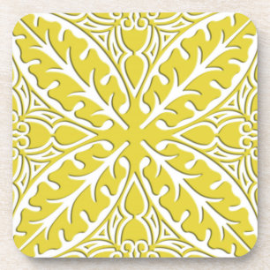 Moroccan tiles - mustard gold and white coaster