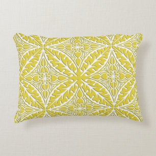 Moroccan tiles - mustard gold and white decorative cushion