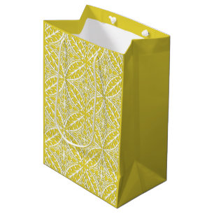 Moroccan tiles - mustard gold and white medium gift bag