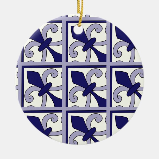 Moroccan Tiles Pattern #2 Ceramic Tree Decoration (Front)