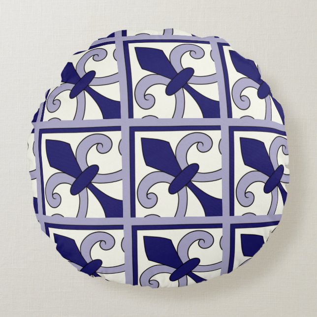 Moroccan Tiles Pattern #2 Round Cushion (Front)