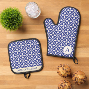 Moroccan Tiles Pattern Modern Custom Oven Mitt & Pot Holder Set