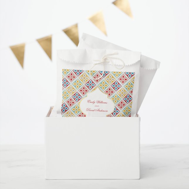 Moroccan Tiles Pattern Red Yellow Favour Bags (Party)