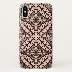 Moroccan tiles - peach pink and black iPhone x case