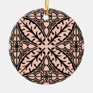 Moroccan tiles - peach pink and black ceramic tree decoration