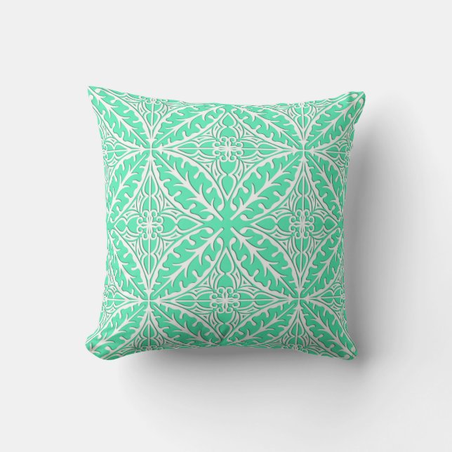 Moroccan tiles - robin's egg blue and white cushion (Front)