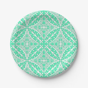 Moroccan tiles - robin's egg blue and white paper plate