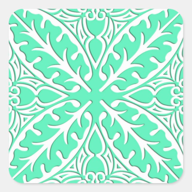 Moroccan tiles - robin's egg blue and white square sticker (Front)