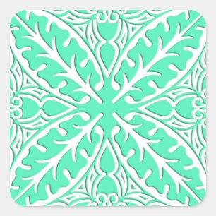 Moroccan tiles - robin's egg blue and white square sticker