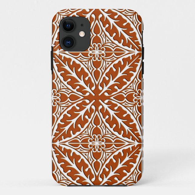 Moroccan tiles - rust brown and white Case-Mate iPhone case (Back)