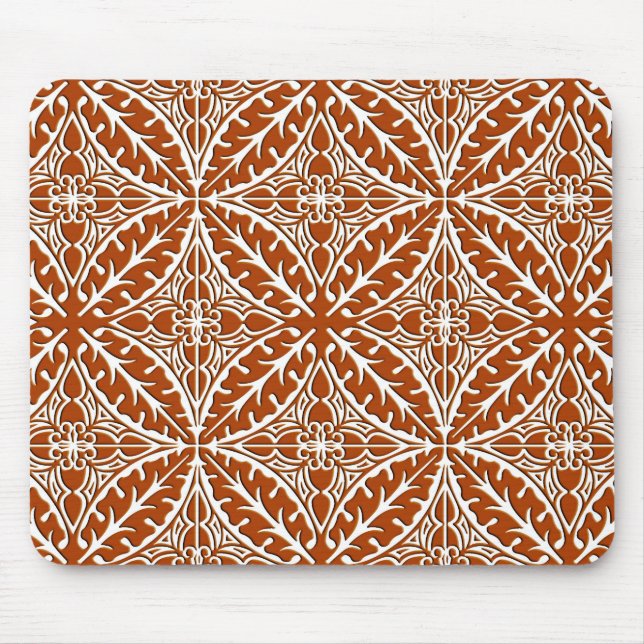 Moroccan tiles - rust brown and white mouse mat (Front)