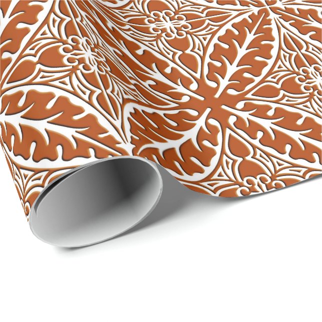 Moroccan tiles - rust brown and white wrapping paper (Roll Corner)