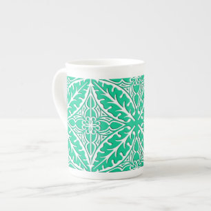 Moroccan tiles - turquoise and white bone china mug