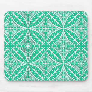 Moroccan tiles - turquoise and white mouse mat
