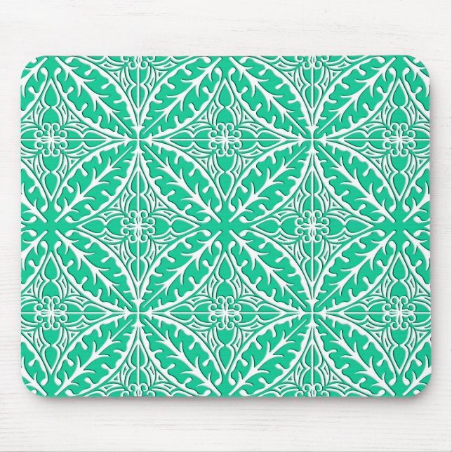Moroccan tiles - turquoise and white mouse mat (Front)