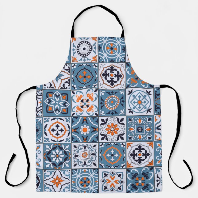 Moroccan Tiles: Vintage Seamless Elegance Apron (Front)