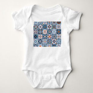 Moroccan Tiles: Vintage Seamless Elegance Baby Bodysuit
