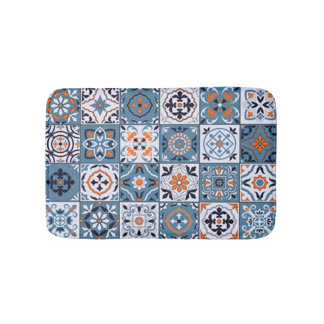 Moroccan Tiles: Vintage Seamless Elegance Bath Mat (Front)