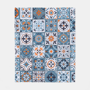 Moroccan Tiles: Vintage Seamless Elegance Fleece Blanket